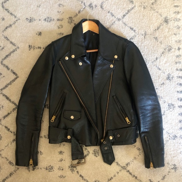 Acne Studios Jackets & Blazers - Acne Studios Black Leather Moto Belted Jacket